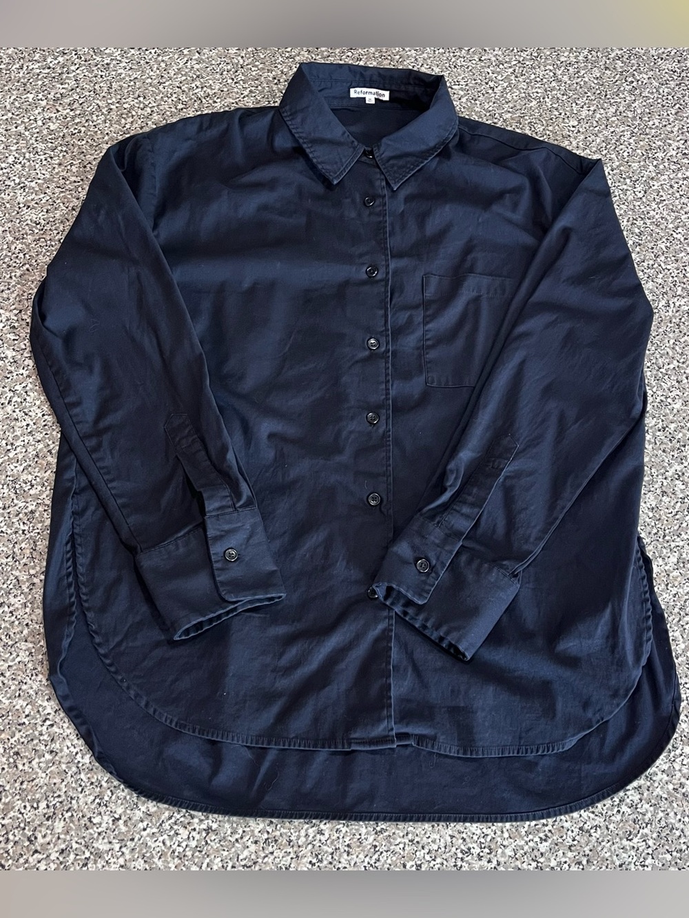 Reformation Black Cotton Button Down Shirt Quiet Luxury Womens Medium